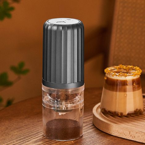 Moulin à café à mouture réglable, rechargeable par USB, portable et idéal pour le bureau et la maison - gris (1/5)