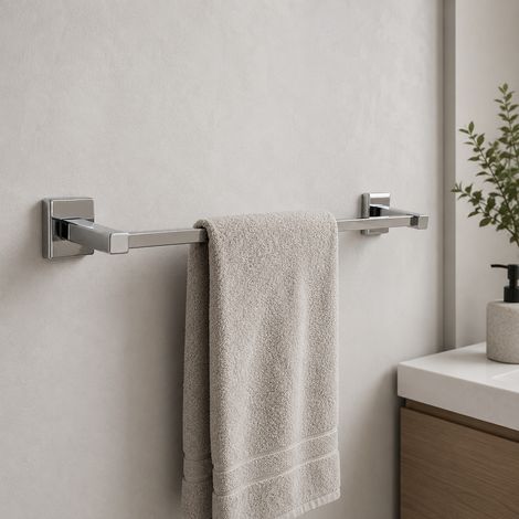 Portasalviette da bagno in acciaio inox AISI 304 cromato moderno e funzionale - 35 cm (1/4)