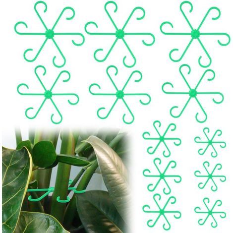 12 soportes para tallos de plantas, 4 tamaños, ganchos para tallos de flores, pérgola, estructura trepadora de interior, apto para diversas plantas (verde) (1/5)