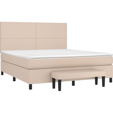 vidaXL Giroletto a Molle con Materasso Cappuccino 160x200cm Similpelle (1/5)