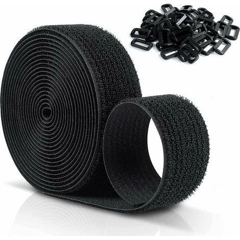 ALLIANDIS Wiederverwendbare Klett-Kabelbinder 10 x 25 mm, verstellbare Kabelbinder mit 50 Kunststoffschlaufen, schnittsichere schwarze Nylon-Klett-Kabelbinder (1/5)