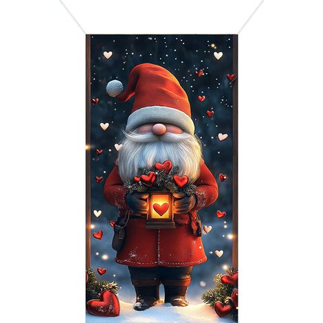 Habillage De Porte De Noël - Motif Père Noël - Tissu Polyester - Pour Porte D'Entrée Intérieure Ou Mur - 90 X 180 Cm - 1 Pièce (1/5)