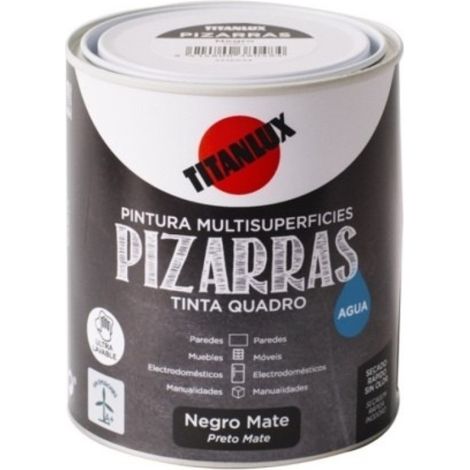 Esmalte Pizarras Mate al Agua 750 ml Negro (1/2)