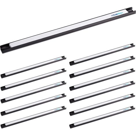 12 x Magnetleiste, für Werkzeug, stark magnetisch, Werkstatt, Garage, Büro, Werkzeugleiste, 45 cm, Stahl, schwarz/weiß