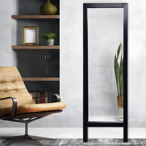Espejo Crea, Forma Rectangular, Tipo de Pie, Estructura Transparente, 45x145h cm Negro (1/4)