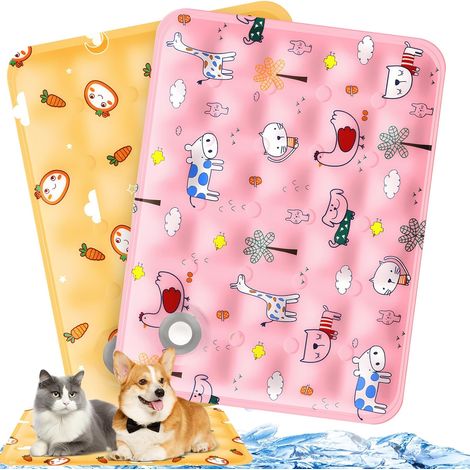 Tapis Rafraichissant Chien 2 Tapis Rafraichissant Chat Resistant 40x50cm Tapis Refrigerant pour Chien Auto-refroidissant avec 2 Entonnoir,Refroidissant pour Chien Chat(F) (1/5)