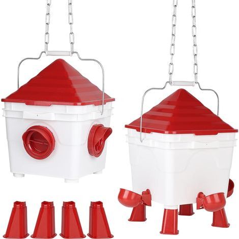 Mangeoire Poule Automatique Capacité de 8KG et Abreuvoir Poules 7L avec Chaînes en Acier pour Volaille (1/5)