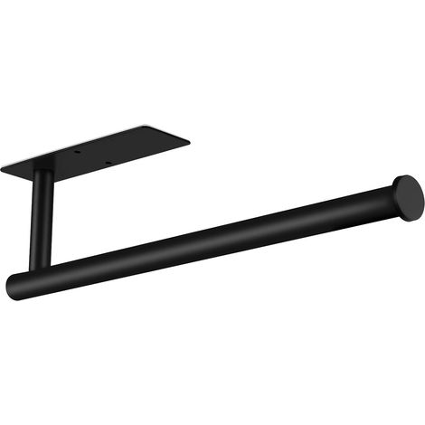 Porte-essuie-tout en acier inoxydable, porte-papier toilette, sans perçage, convient pour la cuisine et la salle de bain – Noir