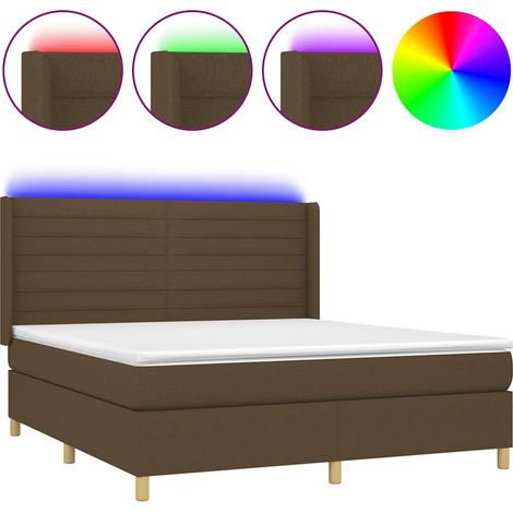 Maison Exclusive - Sommier à lattes de lit matelas et LED Marron foncé 180x200cm (1/5)