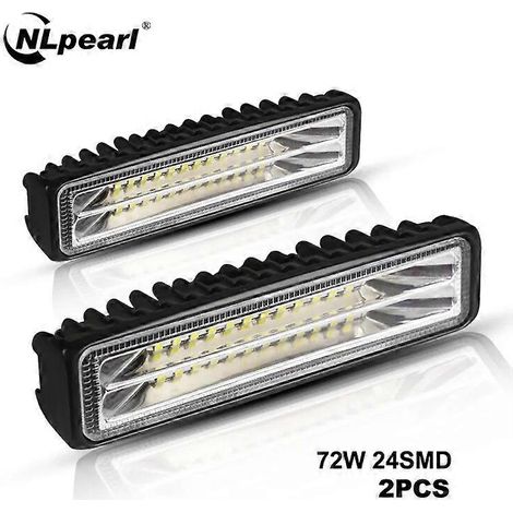 Barre lumineuse LED ANMINGPU 2x 6" 12V/24V (projecteur large) pour véhicules tout-terrain 4x4, camions, Lada Niva, quads, bateaux, SSV, feux antibrouillard LED pour voitures (2 pièces, 72W). (1/5)