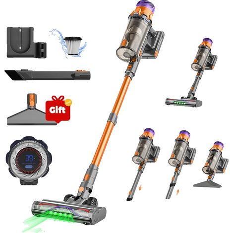 Aspirateur sans fil, filtre HEPA, 70 minutes d'autonomie, Or, UE (1/2)
