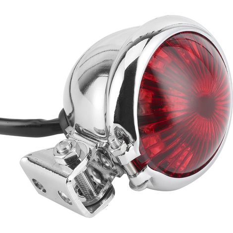 Feux arrière, feux de freinage et feux de position à LED, avec vis de fixation, type universel, adaptés aux motos 12V, avec lentilles rouges électroplaquées. (1/5)