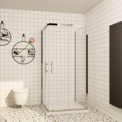 U-Form Duschkabine Schiebetür 100cm x Schiebetür 70cm x Seitenwand 70cm Eckeinstieg Duschabtrennung Höhe 185cm