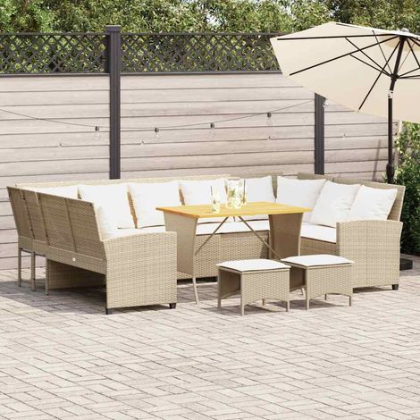 vidaXL Salon de jardin avec coussins 4 pcs beige résine tressée (1/5)