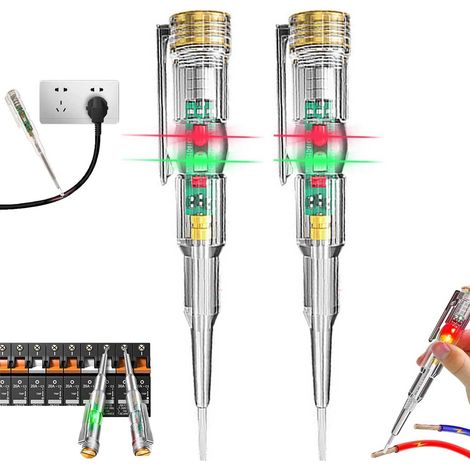 Stylo testeur de circuit portable pour électricien 24-250 V, stylo testeur électrique réactif, stylo testeur de tension sans contact (2 pièces)-AquaForge