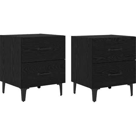 Mesita de noche con cajones rústica práctico espacio de almacenamiento 40 x 35 x 47 cm de madera contrachapada roble negro 020052686 (1/5)