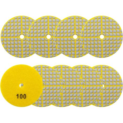 Disque Polissage Diamant 100mm - 8PCS Grain 100 Diamant Polissage Pads Tampons Polissage pour Granit Marbre Quartz Pierre Artificielle pour Meuleuse D'angle, Polissage Kit