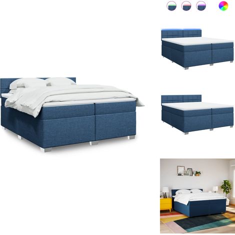 Boxspringbett mit Matratze Blau 200x200 cm Stoff - Boxspringbett - Doppelbett - Schlafsystem - Liegekomfort - Federkernmatratze (1/5)