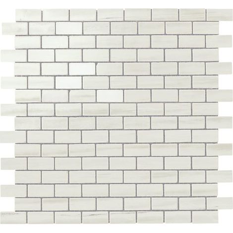 Mosaïque effet Marbre Bianco Dolomite 3,5x1,7 cm Rect 29,8x29,8x0,95 cm Brillant Marvillo - Sol et mur intérieur (vendu par carton de 0,54 m²) - RO'MA CARRELAGE