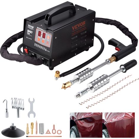 VEVOR Máquina de Reparación de Abolladuras 220 V, Soldadora por Puntos para Carrocería con 2 Pistolas, 7 Modos, Panel Digital, Sistema de Enfriamiento, Kit de Accesorios para Abolladuras de Coche