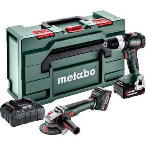 Pack de 2 outils électroportatifs 18V – Perceuse-visseuse sans fil et meuleuse d'angle – 2 batteries 5,2Ah – Coffret MetaBOX 165 L - WB 18 LT BL (1/5)