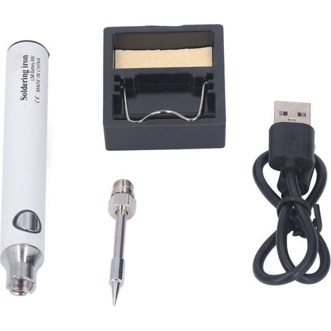 Jeffergarden Fer à souder USB sans fil portable, outil de soudage électrique à 3 vitesses avec voyant lumineux blanc