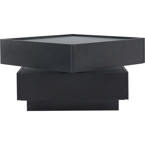 Mesa de centro giratoria 360° negra 60 x 60 x 38 cm con 2 cajones y espacio de almacenamiento (1/5)