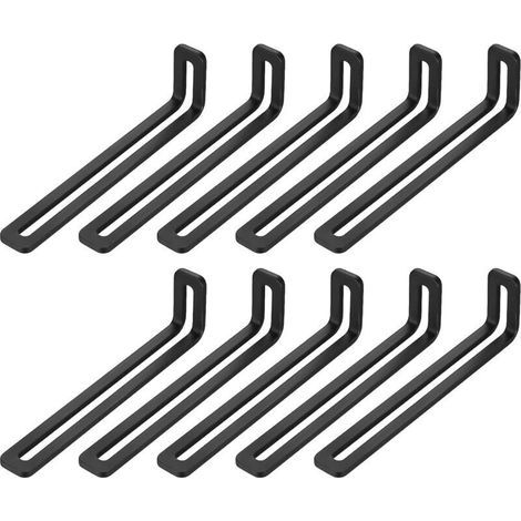 10 Pcs Adjustable Angle Brackets, Fixing Brackets, Black Fixing Brackets, Adjustable Slotted L-Brackets, 90 Degree Metal Angle Connectors for Wooden Shelves and Cabinets, 120x16x32mm (1/5)