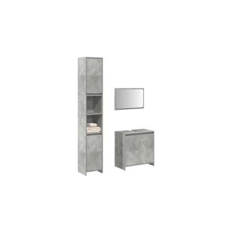 Ensemble de meubles de salle de bain 3 pcs gris béton (1/5)