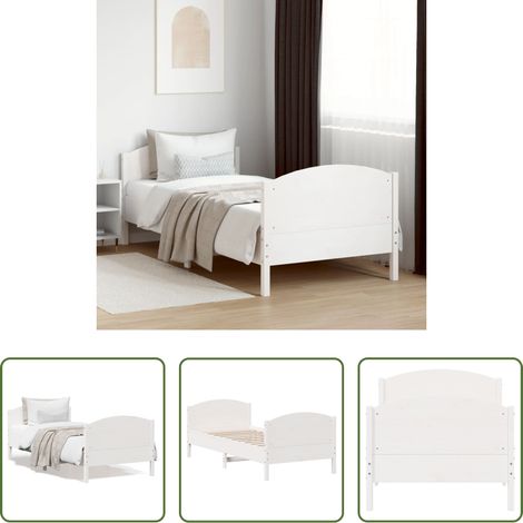vidaXL Lit blanc -  Cadre de lit sans matelas blanc 90x200 cm bois de pin massif (1/5)