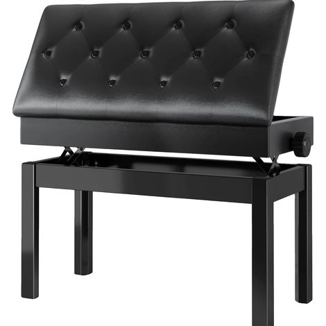 Banc de piano, hauteur réglable, coussin en cuir confortable, Double 73x33cm Noir (1/2)