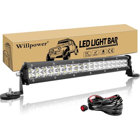 Rampe LED 38cm + Support Aimanté Barre LED 12V 24V 4x4 Voiture  LED Light Barre Lumineuse Slim 108W, Avec Faisceau, 6000K Blanc, pour Quad Camion Tracteur Offroad Véhicule Bateau (1/5)