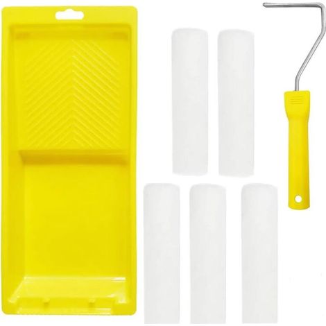 Kit de Rouleau de Peinture,Set rouleaux peinture,Ensemble de 7 pièces,Pinceaux de Peinture Rouleaux,Brosse à Rouleau de Peinture,pour Maison Décoration Mural Jardin Plafond Porte (1/4)