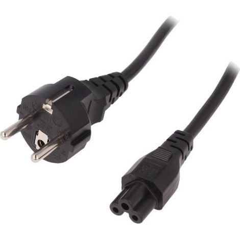 Cable- CEE 7-7 -E-F- male angulaire.IEC C5 femelle- 1.8m- noir