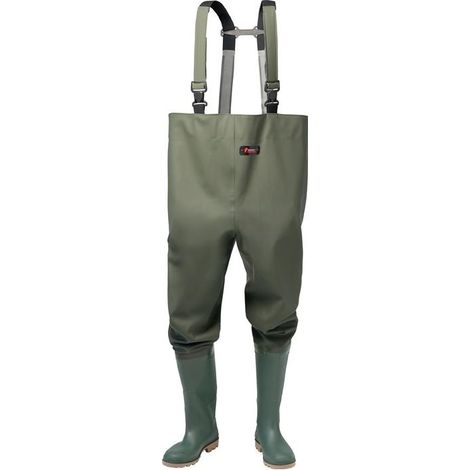 Pantalon de travail taille 43 vert olive en PVC sur tissu de support en polyester (1/2)