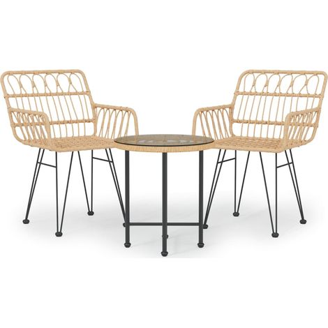 Maison Exclusive - 3-tlg. Garten-Essgruppe Poly Rattan
