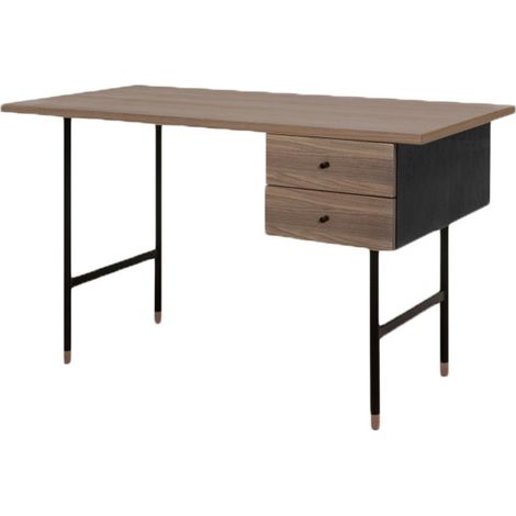 Bureau Design 2 Tiroirs "Jugend" 130cm Noyer (1/2)