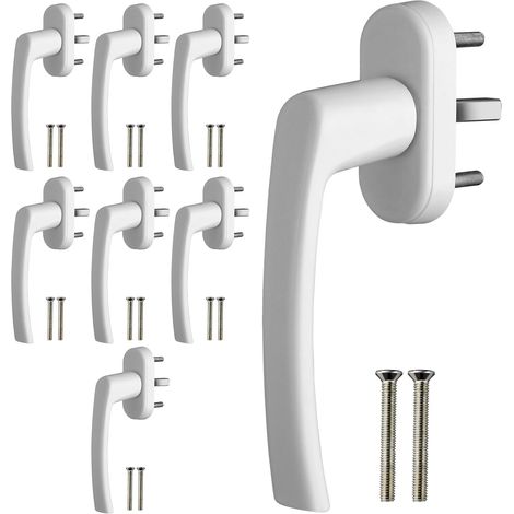 8PCS Poignée de Fenêtre Blanche Serrure de Fenêtre en Aluminium sans Clé Poignée de Fenêtre de Sécurité Enfant en Longueur de Tige 35mm pour Porte Fenêtre Porte Balcon Maison (1/5)