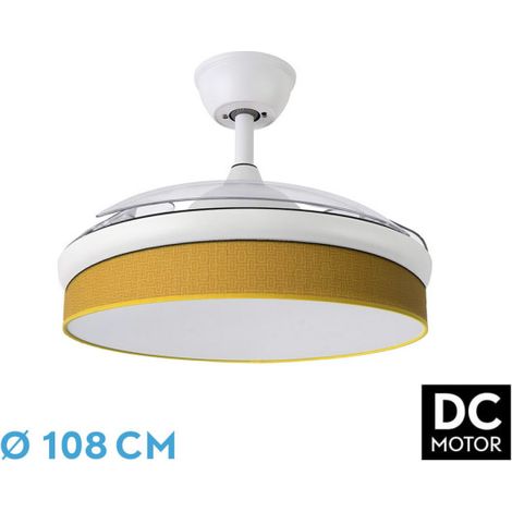Ventilador Dc Moda 72w Blanco/amarillo 108d 3aspas 7200lm 3000-4000-6000k Remoto+memoria+temporizador (1/3)