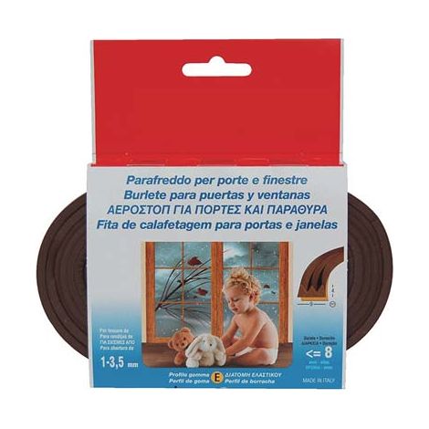 PARAFREDDO GEKO STRIP PROFILO E - GOMMA EPDM ESPANSA MARRONE MT 6- 10 pezzi