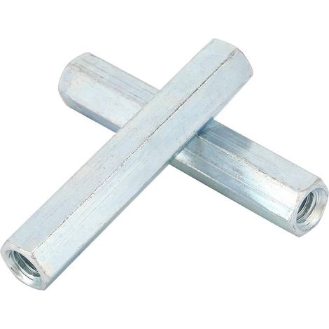 Longue Tige Écrou, 2pcs Écrous Hexagonaux Longs, M866 Écrous D'accouplement avec Tige Filetée À Six Pans Creux, Arbre En Acier Au Carbone Zingué, Fixations Filetées À Douille Hexagonale (1/5)