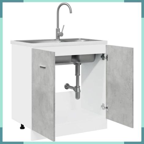 856076 Meuble sous-évier 'Lyon' Gris béton 80 x 46 x 81,5 cm Bois d'ingénierie (1/5)