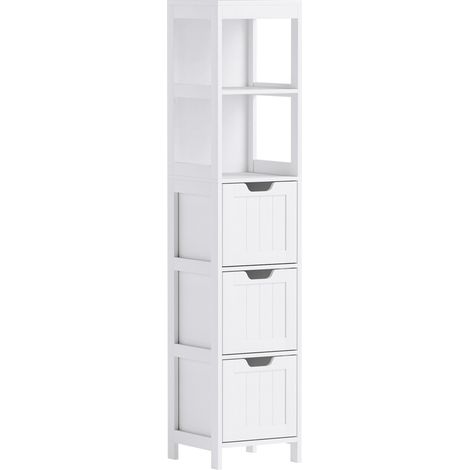 Mobile bagno alto bianco 30 x 30 x 142,4 cm con 3 cassetti e 2 vani aperti HOMVRA (1/5)