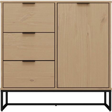 Credenza con Anta e 3 Cassetti Mobile in Legno Quercia da Ingresso