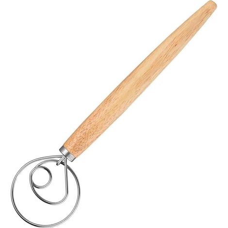 Mélangeur De Pâte à Pain, Mélangeur à Manche en Bois, en acier inoxydable, Mélangeur de Pâte à Main pour Cuisine, Pâtisserie, Lavable en Machine, pour Pain, Pâte à Pizza, 24,2 x 7,8 cm (1/5)