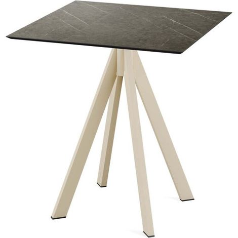 Infinity table de bistrot avec piètement sable + plateau HPL Midnight Marble 70x70 cm - Feros (1/3)