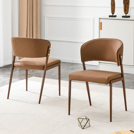 Chaises modernes – Lot 2 – Rembourrées – Métal – Dossier ergo – Similicuir – Salle à manger/Salon/Cuisine – Modèle 6 (1/5)