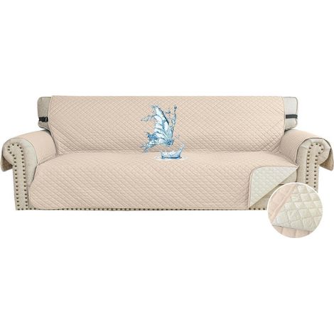 Housse de canapé imperméable 4 places antidérapante et lavable beige (1/5)
