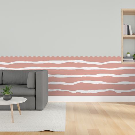 Papier peint découpé préencollé, soubassement, festonné, rose, vagues, raccordable, 83 cm X 195 cm (1/5)