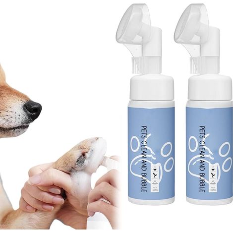 Nettoyeur de Pattes de Chien,2pcs Shampooing sans Eau avec Brosse en Silicone Souple,Mousse Hydratante pour Efficace des Pattes,Nettoyeur de Pattes Facile et Portable pour Chiens,150ml (1/5)